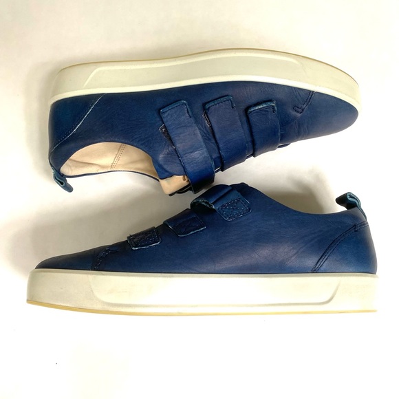 Ecco 8 Men’s Leather Sneaker Indigo Blue Velcro 10 - Picture 7 of 11
